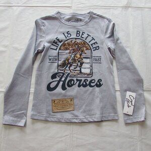 Cruel Girl's Long Sleeve Life is Better Fast Horses Graphic T-Shirt Lilac